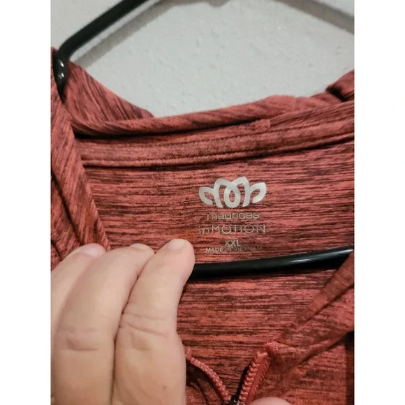 Maurices In Motion Zip-Up Long Sleeve Hoodie Lightweight Heathered Red Size XXL - Picture 6 of 7